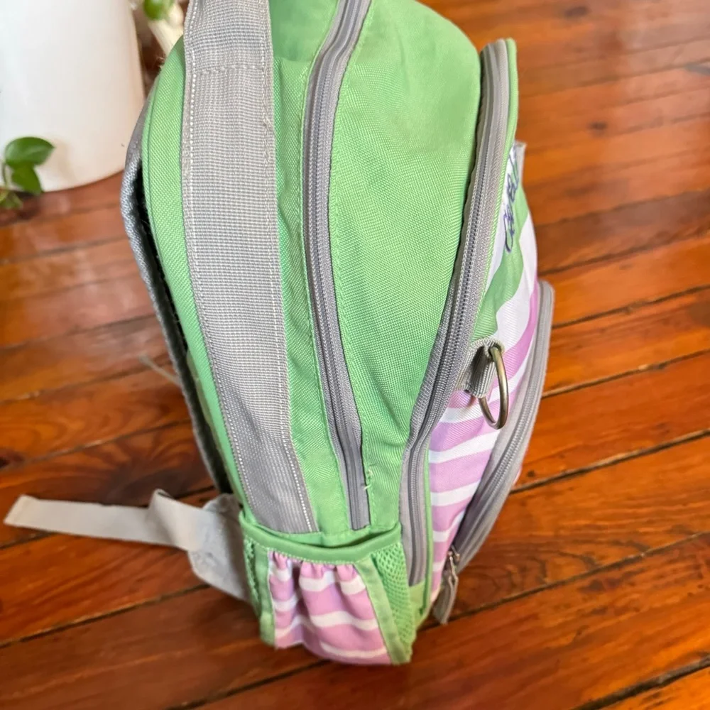 Pottery Barn Backpack Green & Purple Striped Butterfly Caraline